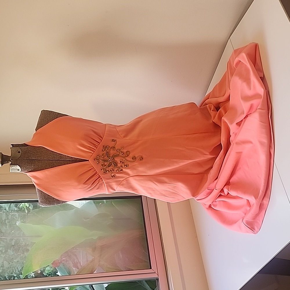 Vintage Maxi Dress with macrame and beading. 26" waist